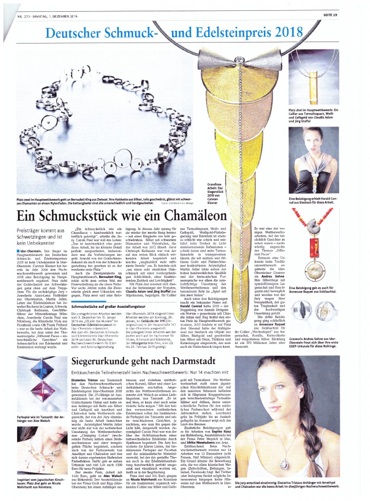 Nahe Zeitung 49 Deutscher Schmuck u Edelsteinpreis